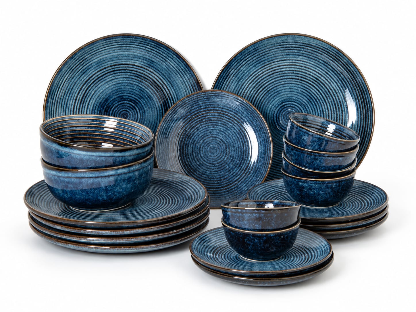 Bodhi House Reactive Blue Ceramic Dinner Set – 20 Pieces
